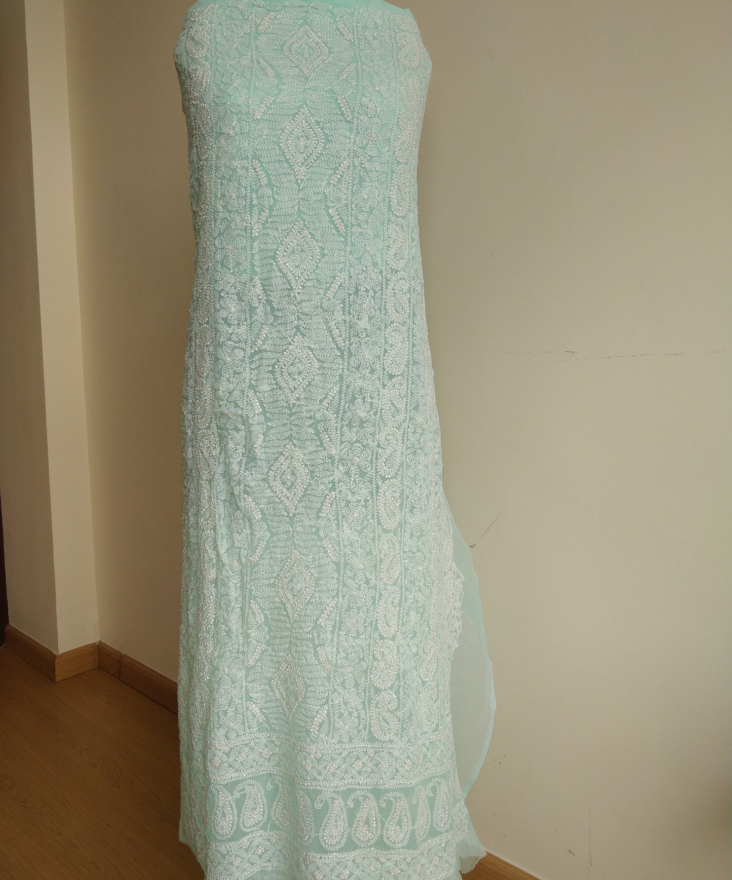 Sea Green resham Chikankari semi georgette suit