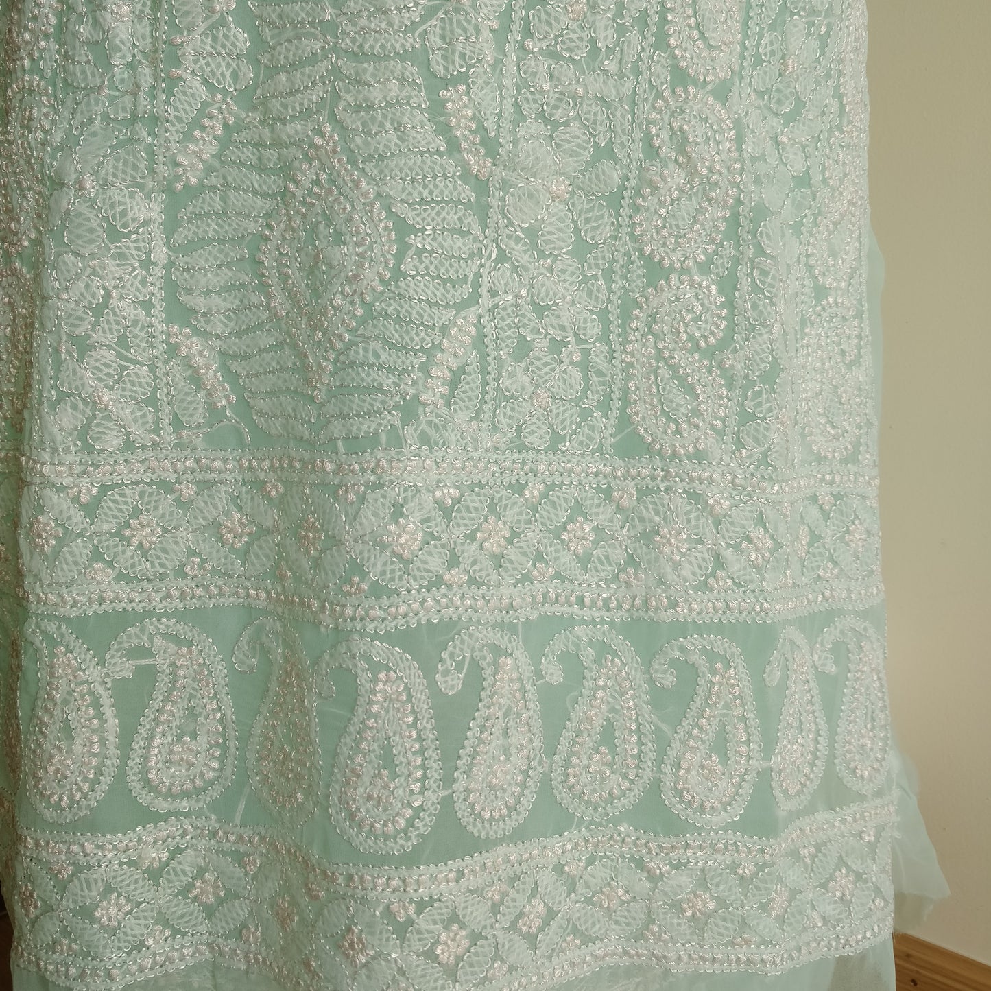 Sea Green resham Chikankari semi georgette suit