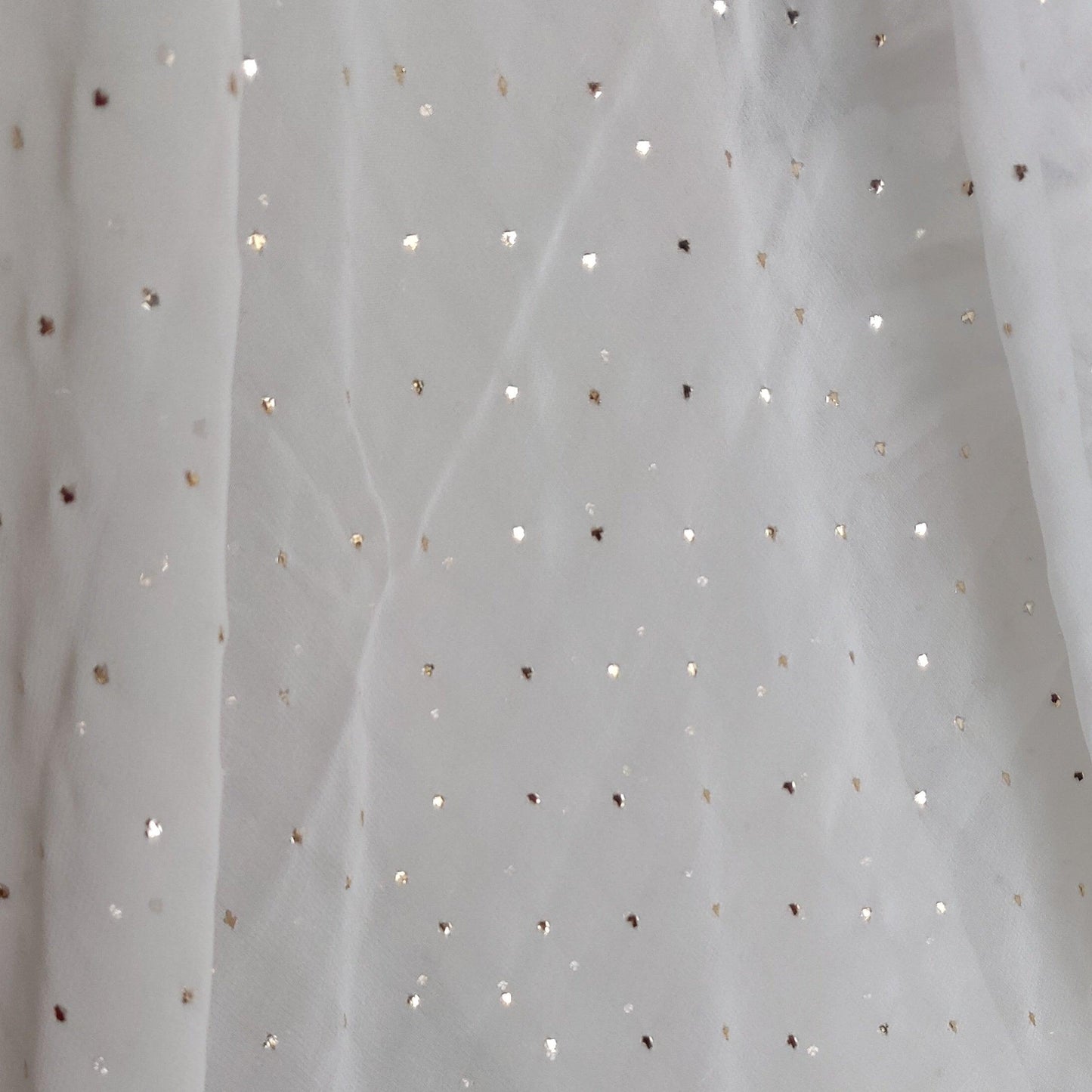 Ivory pure georgette allover mukaish running material - Lucknowi Andaaz