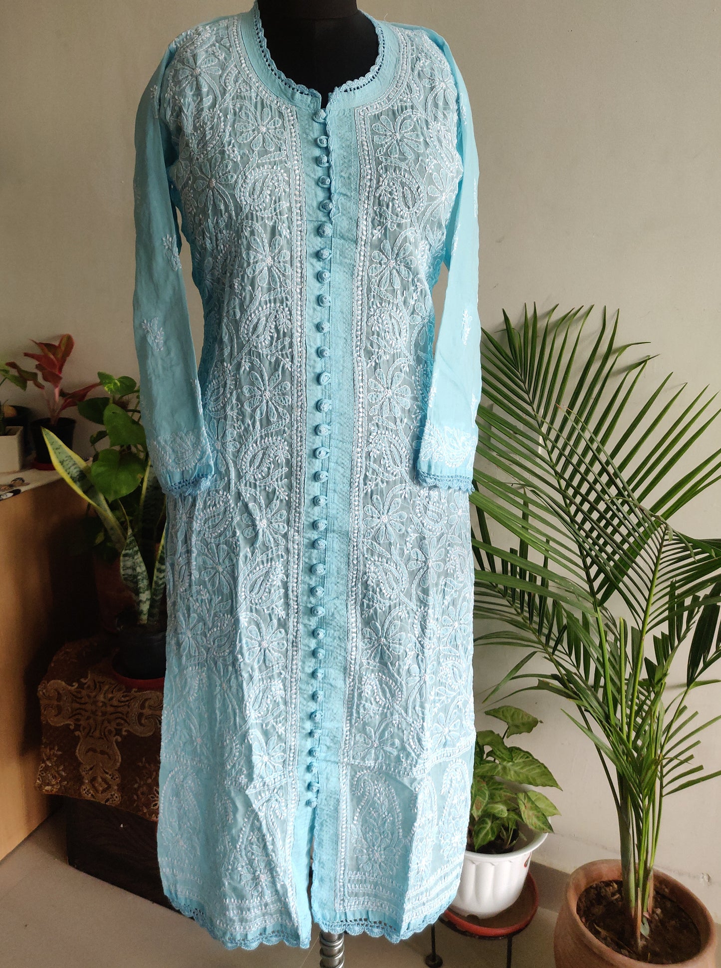 Sky blue cotton Chikankari kurti Size 40