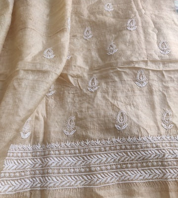 Ruhani pure Tussar silk kurta and dupatta with 3 taar fine chikankari