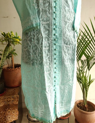 Sea green cotton chikankari kurti Size 42