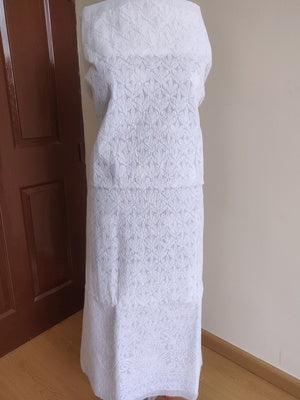 White cotton Chikankari kurta Fabric