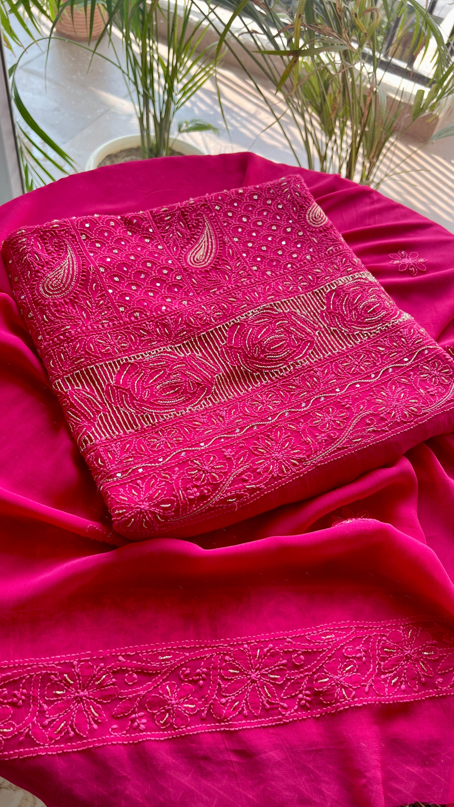 Chikankari golden Cut Dana and aari work Kurta and Dupatta