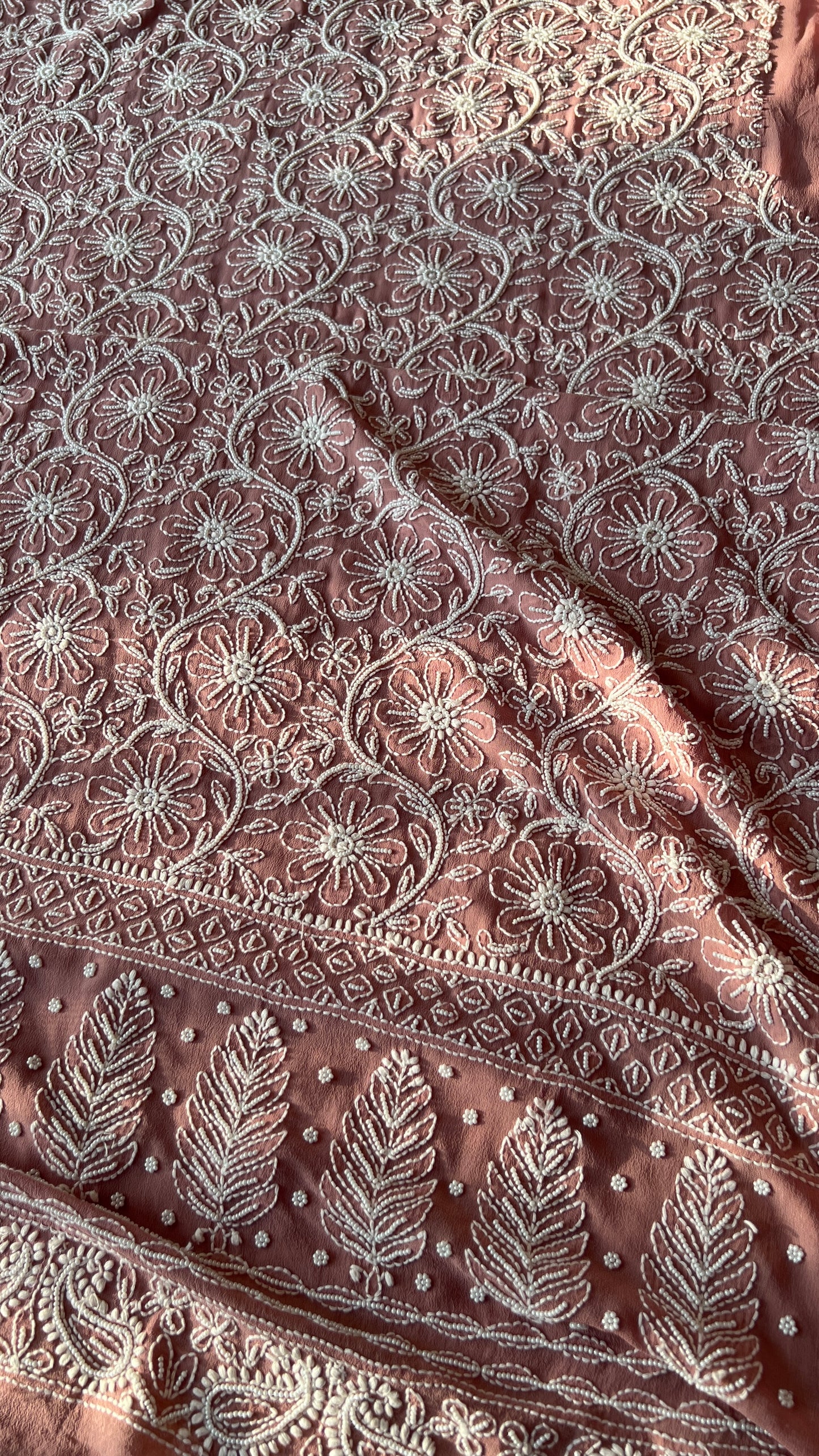 Taupe Brown fine Chikankari and Pearl Embroidered Kurta and Dupatta