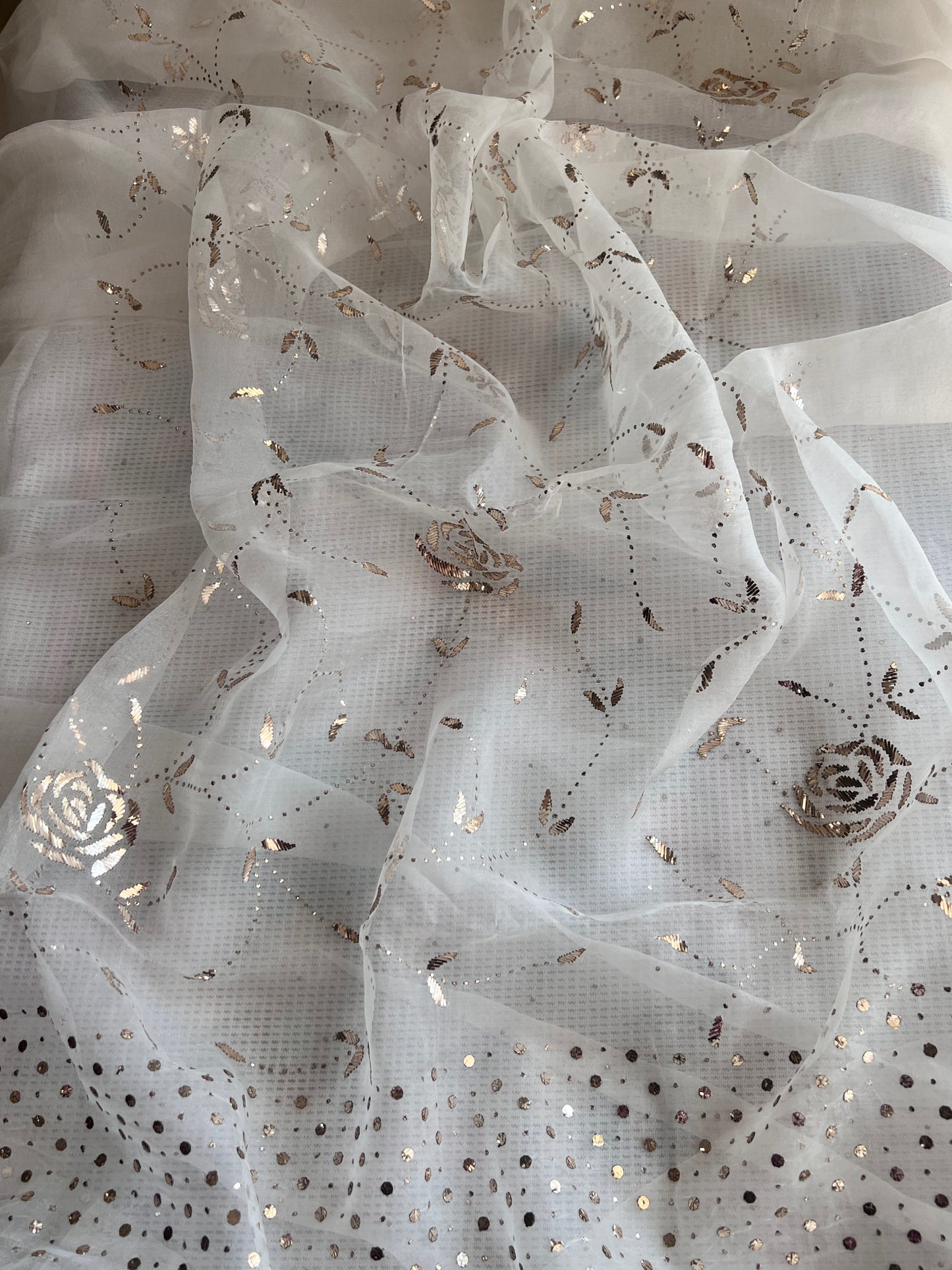 Ivory Gulaab pure organza badla work Kurta and Dupatta