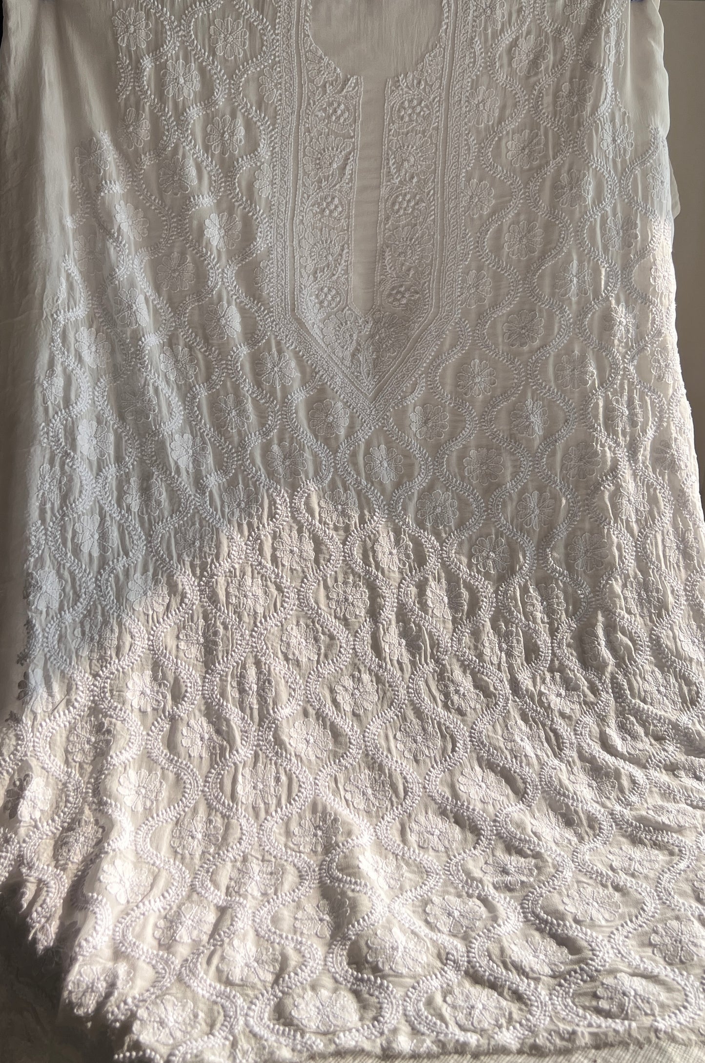 Ivory Allover Chikankari Men's Kurta Fabric