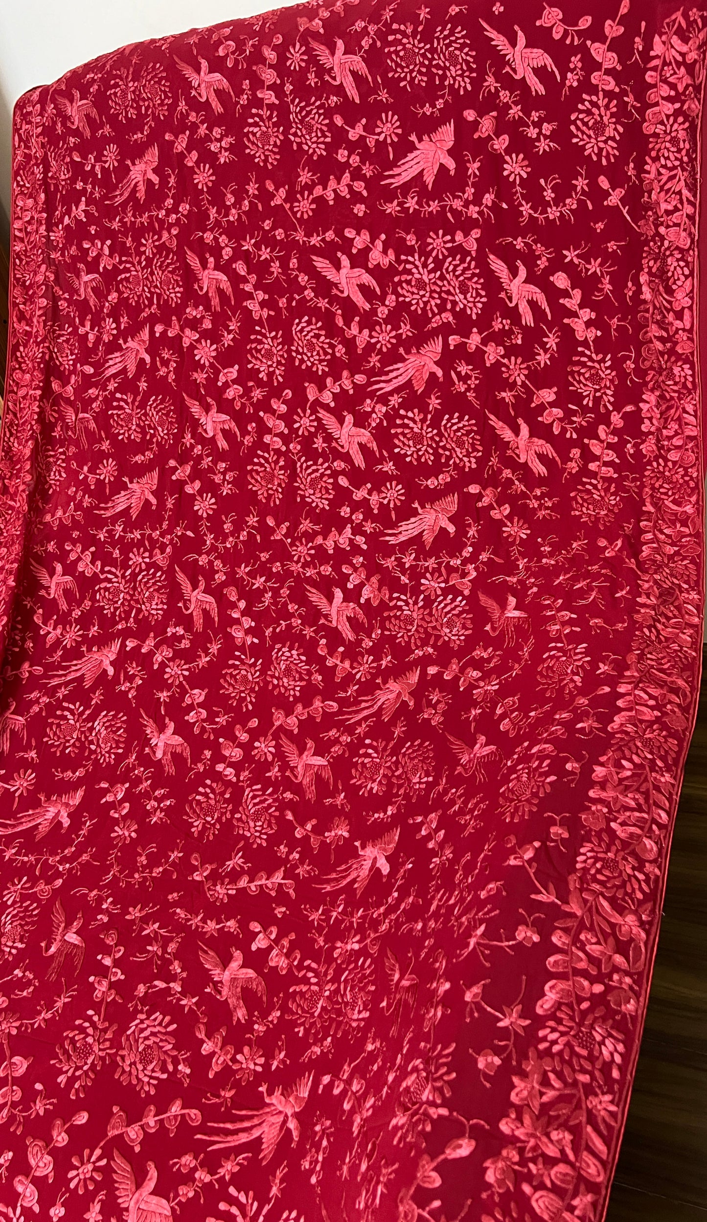 Stunning Red Parsi Gara Pure Georgette Saree