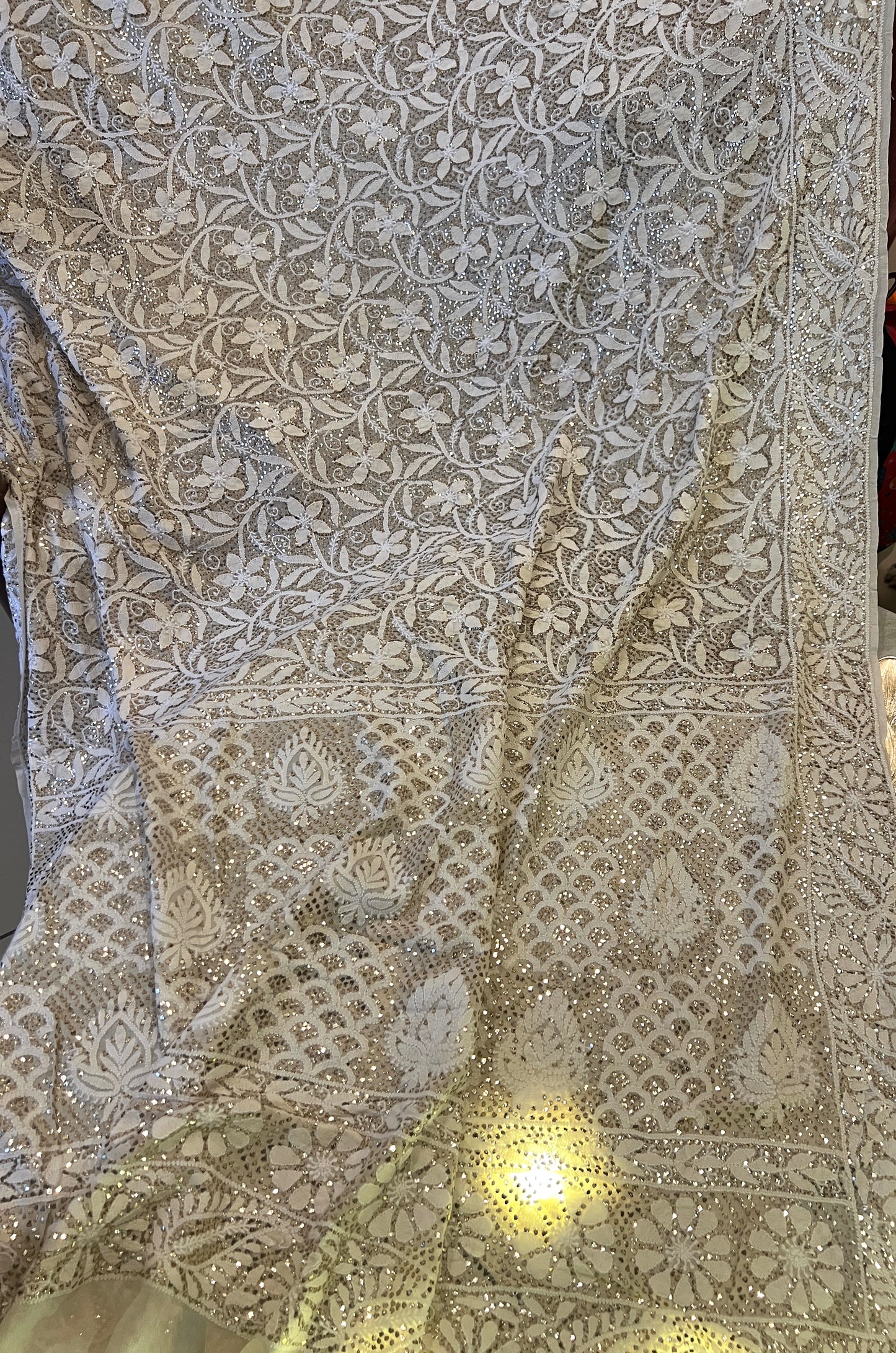 Suhaan Chikankari and Heavy Mukaish wedding Dupatta
