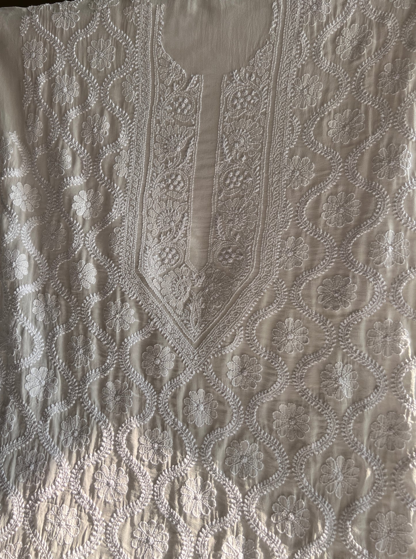 Ivory Allover Chikankari Men's Kurta Fabric