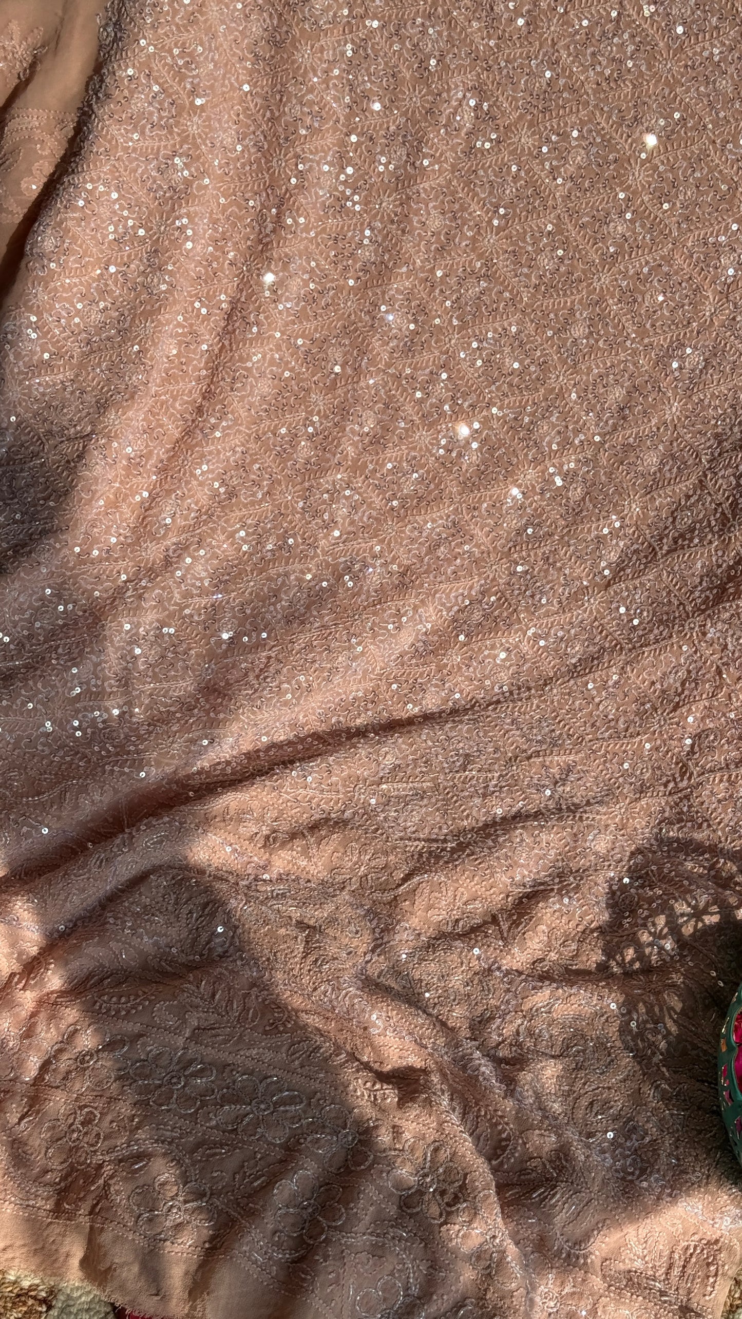 Cinnamon Chikankari cut dana sequins work kurta and dupatta