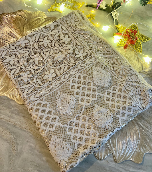 Suhaan Chikankari and Heavy Mukaish wedding Dupatta