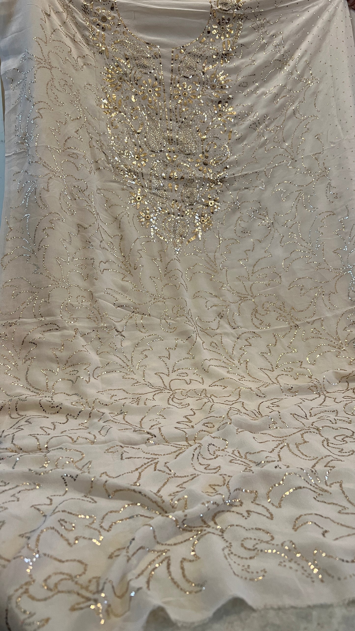 Ruhani Ivory Allover Badla and Mukaish work Kurta & Dupatta Set