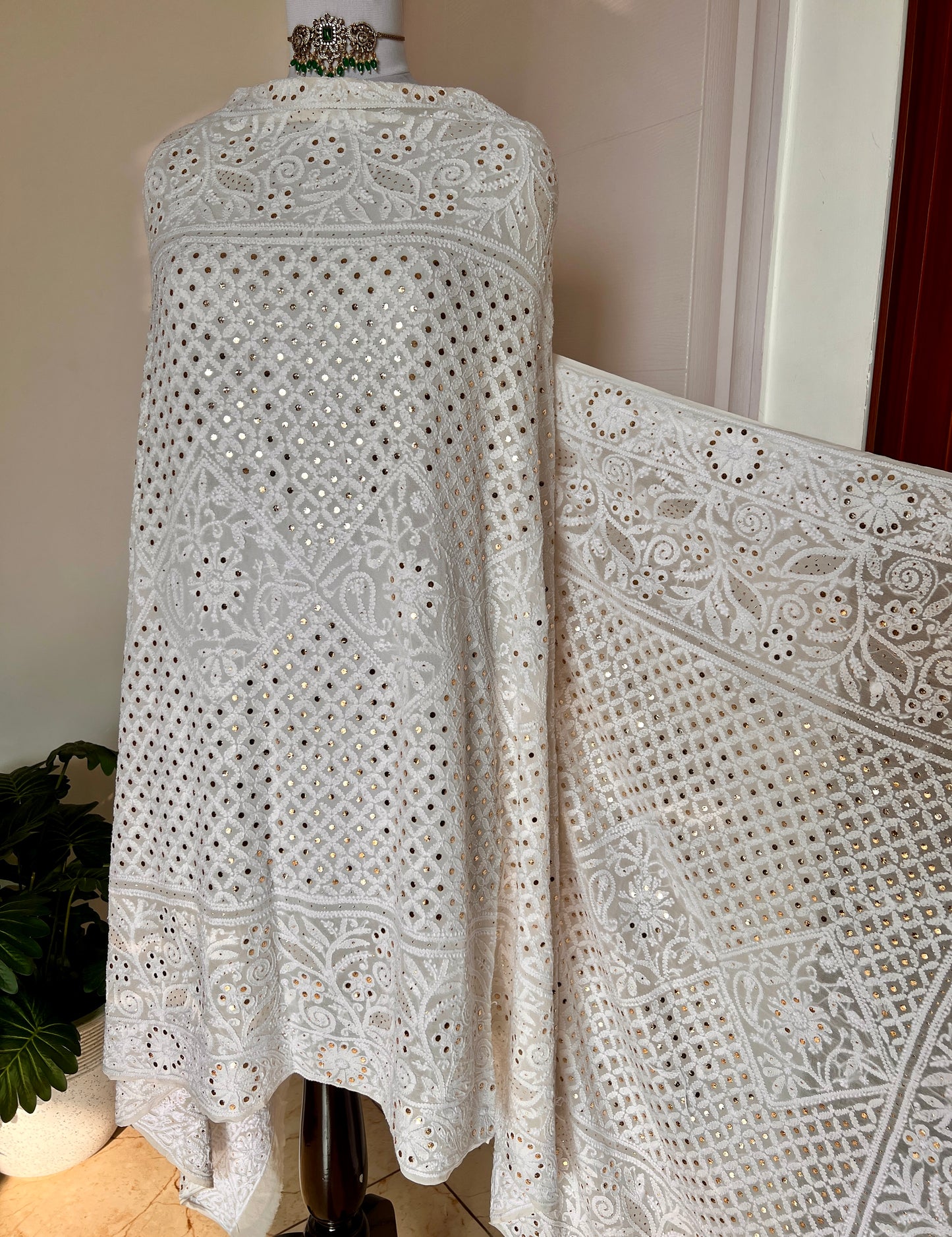 Ruhani Chikankari and Mukaish Dupatta