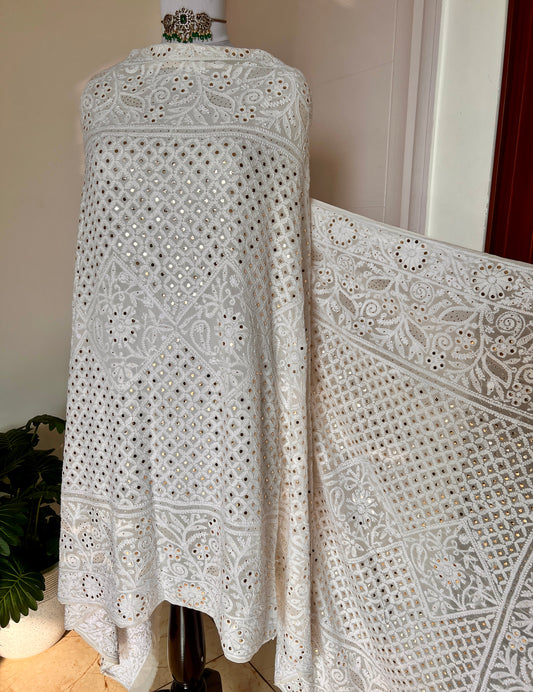 Ruhani Chikankari and Mukaish Dupatta