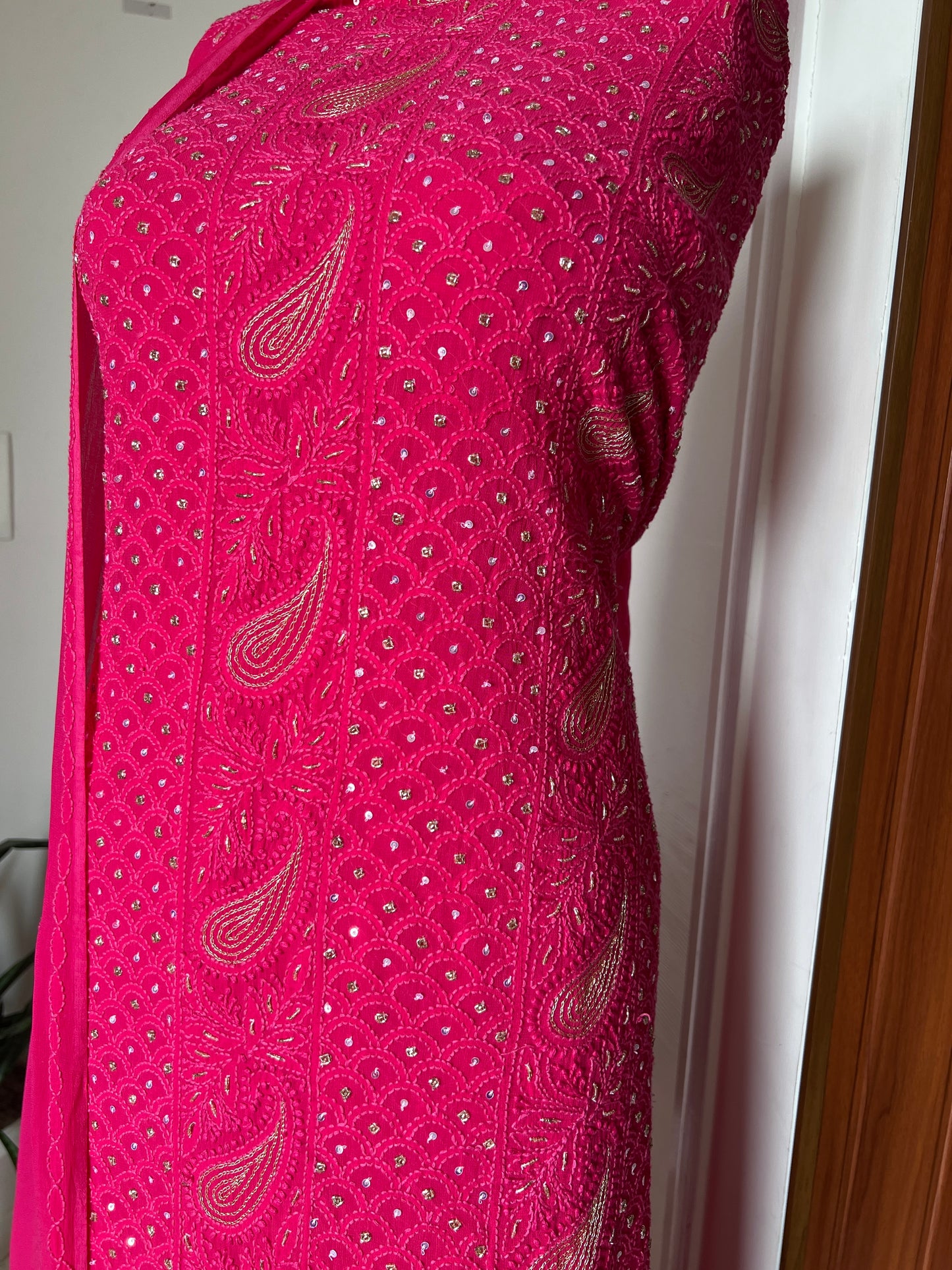 Chikankari golden Cut Dana and aari work Kurta and Dupatta