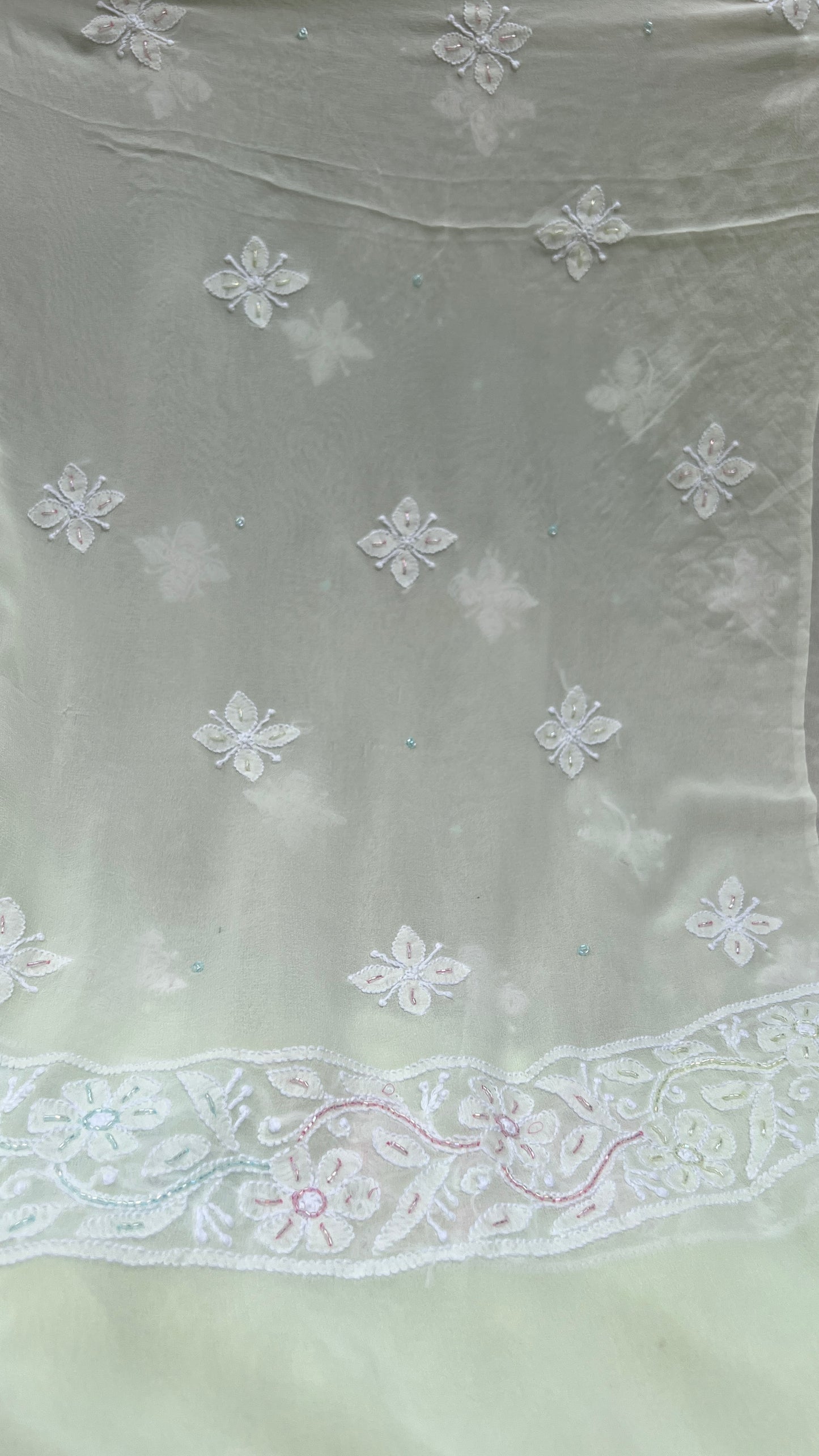 Light pista green with multi cut dana sequins kurta and dupatta