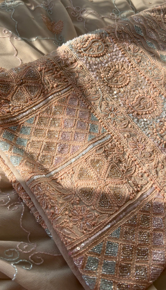 Champagne multi cut dana sequins kurta and dupatta