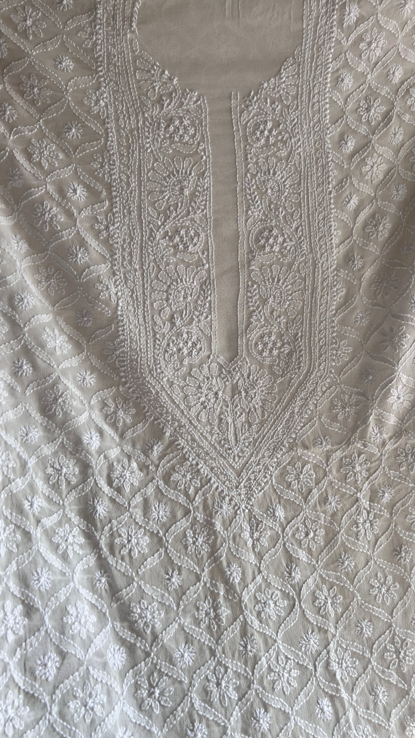 Ivory Allover Chikankari Men's Kurta Fabric