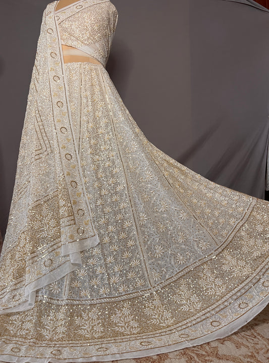 Suhaan Do Taar Chikankari embellished Wedding Lehenga