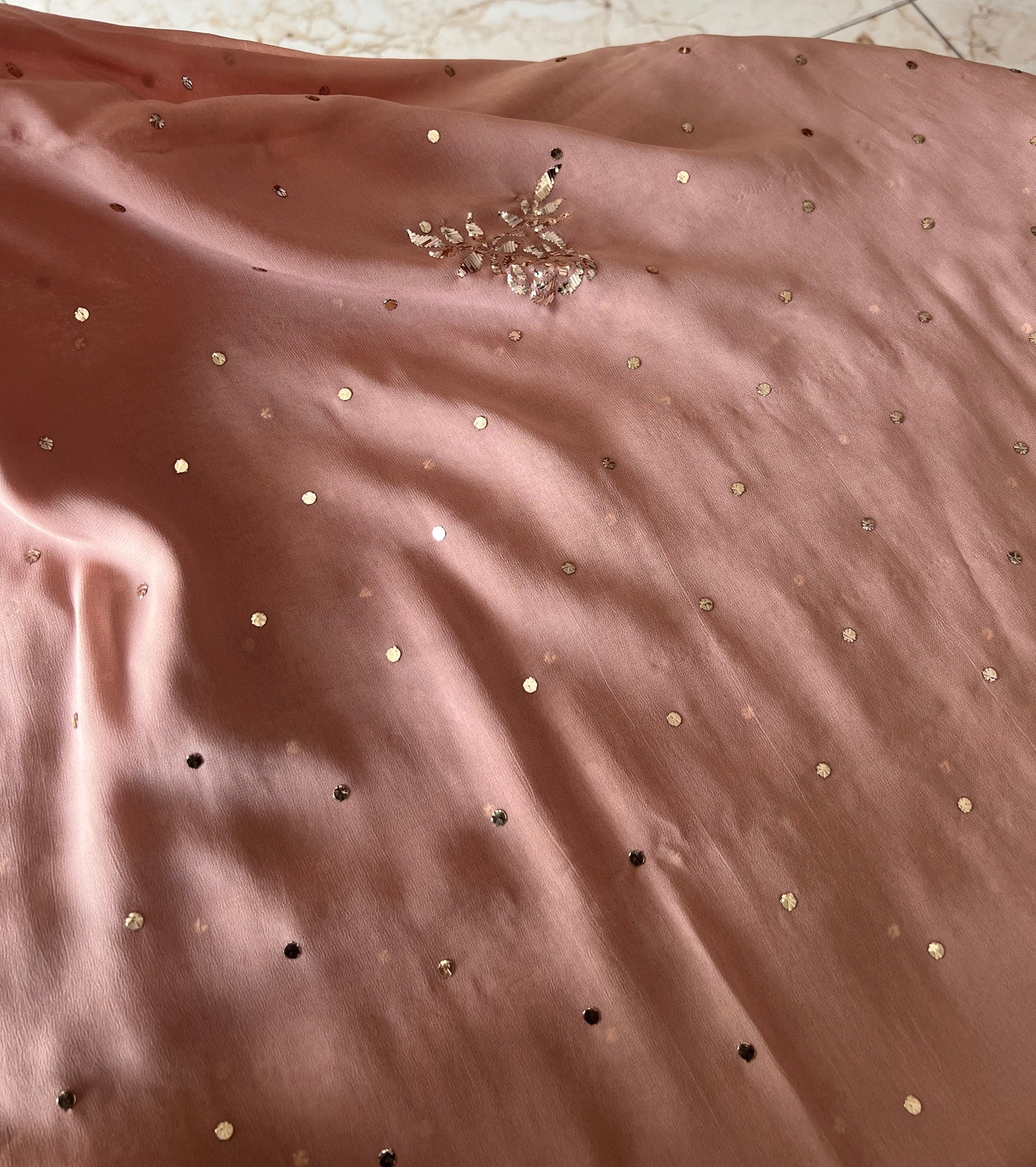 Dusty Rose badla and mukaish work Kurta and Dupatta