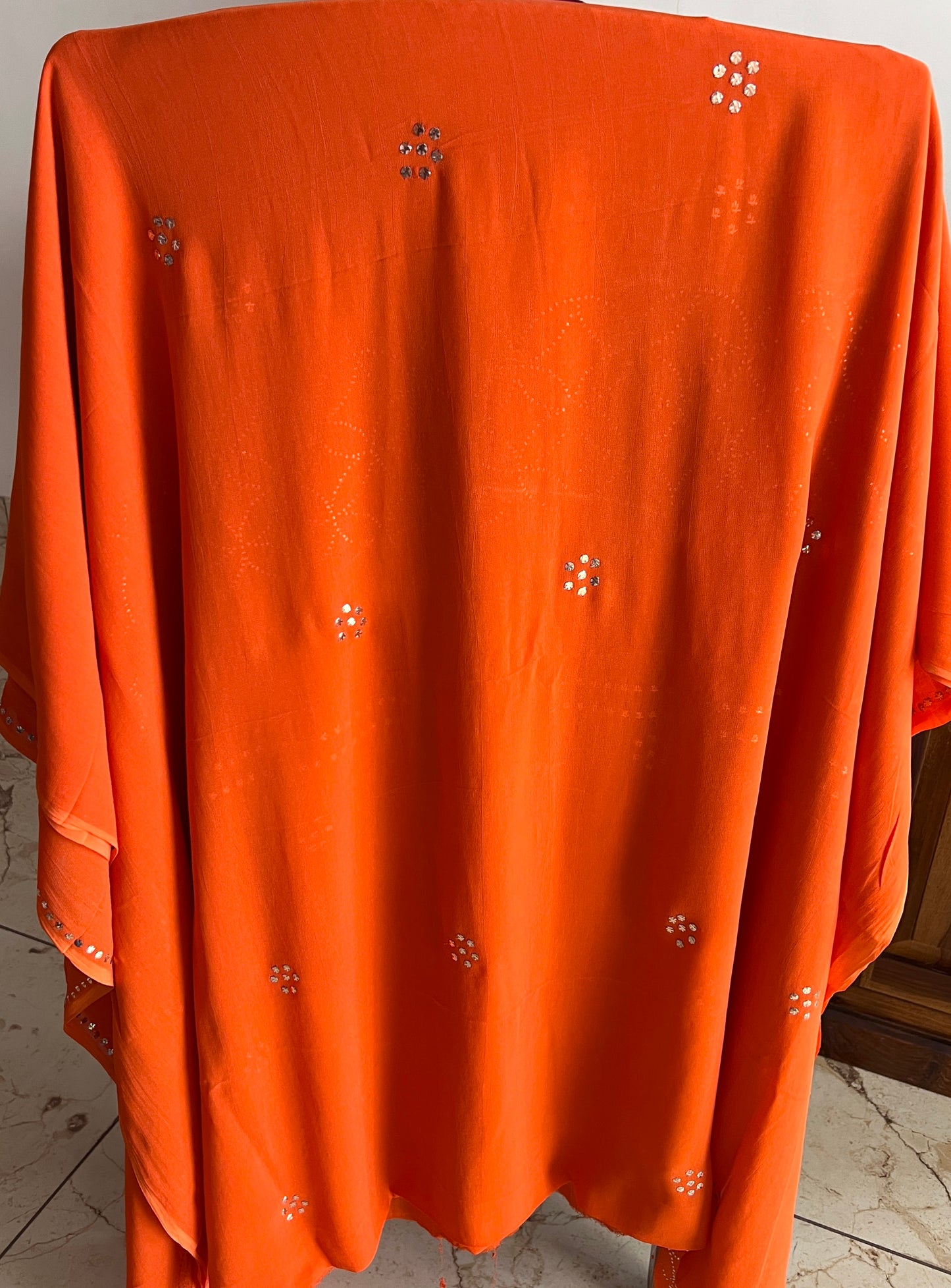 Orange heavy Mukaish Work Kurta and Dupatta Set