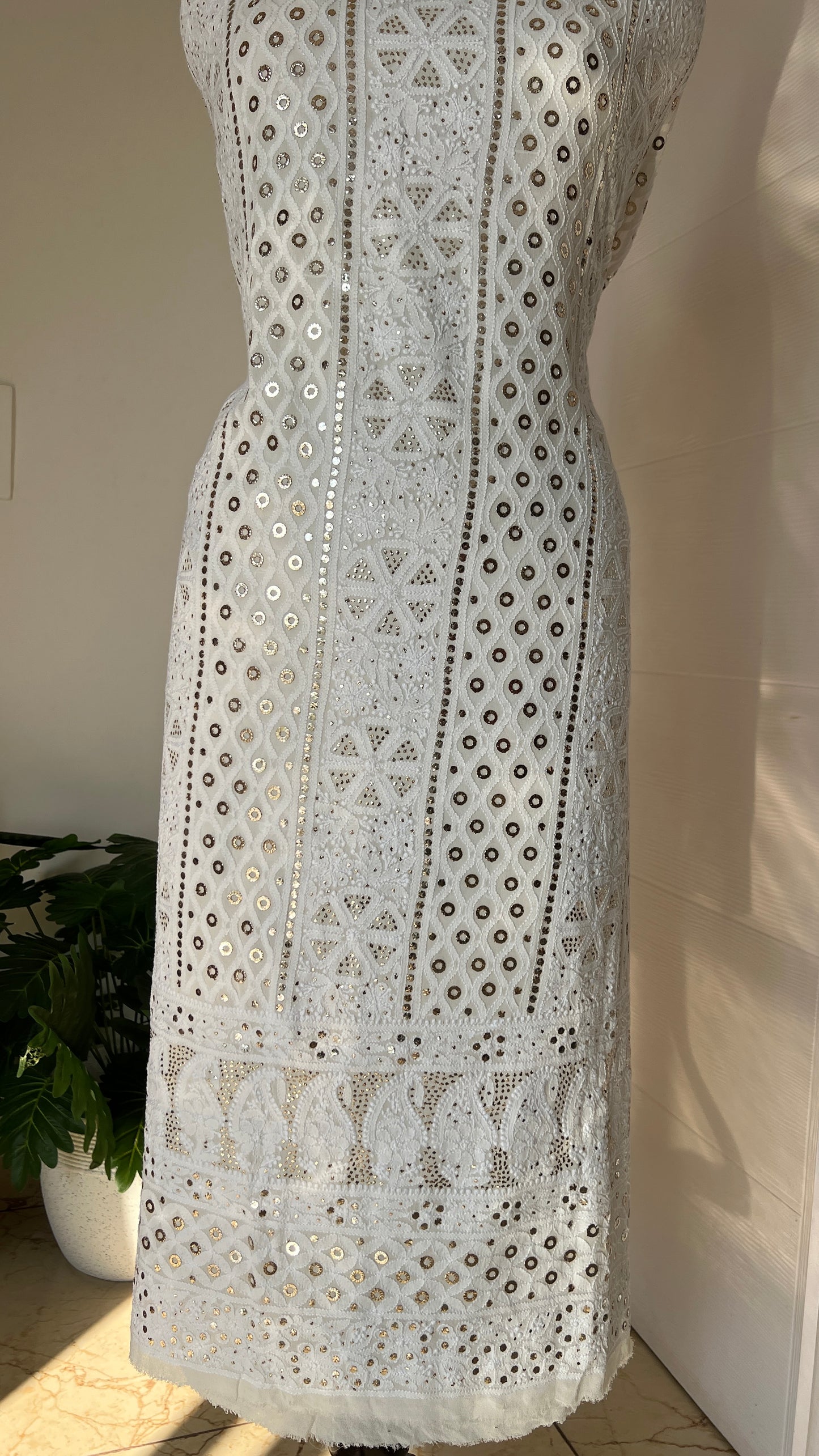 Chikankari and Ring Mukaish Kurta and Dupatta