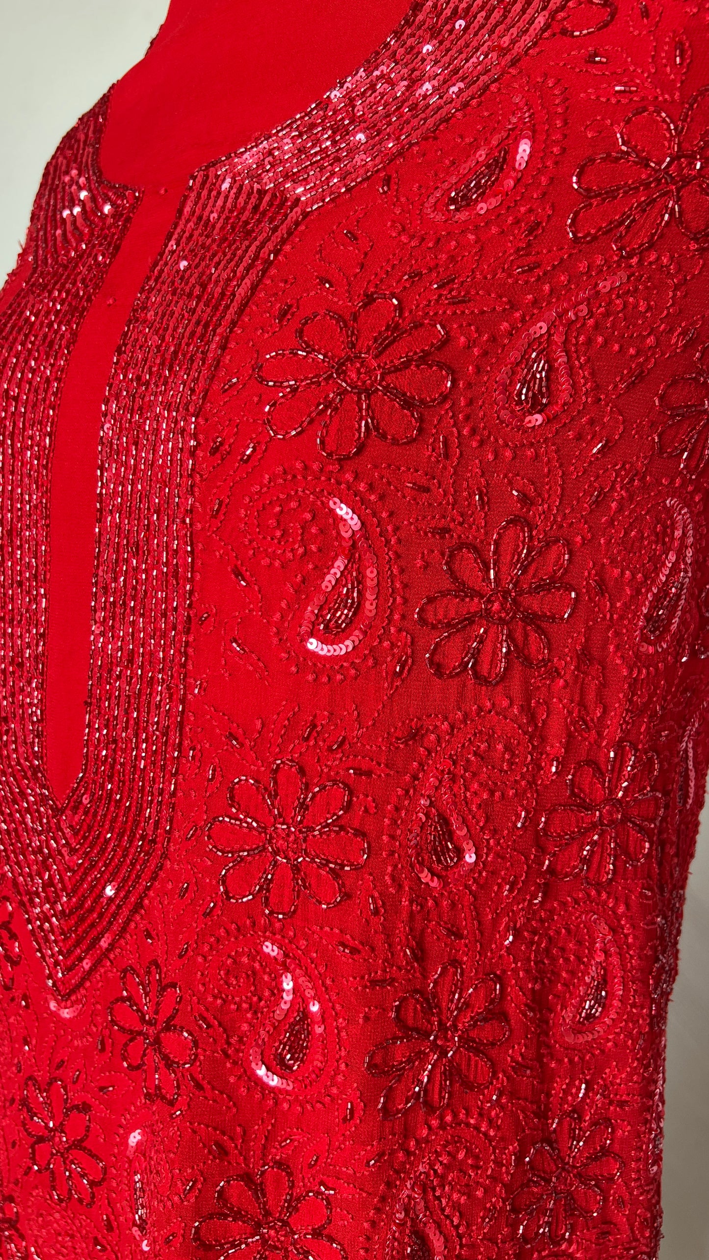 Red Chikankari cut dana sequins work kurta and dupatta