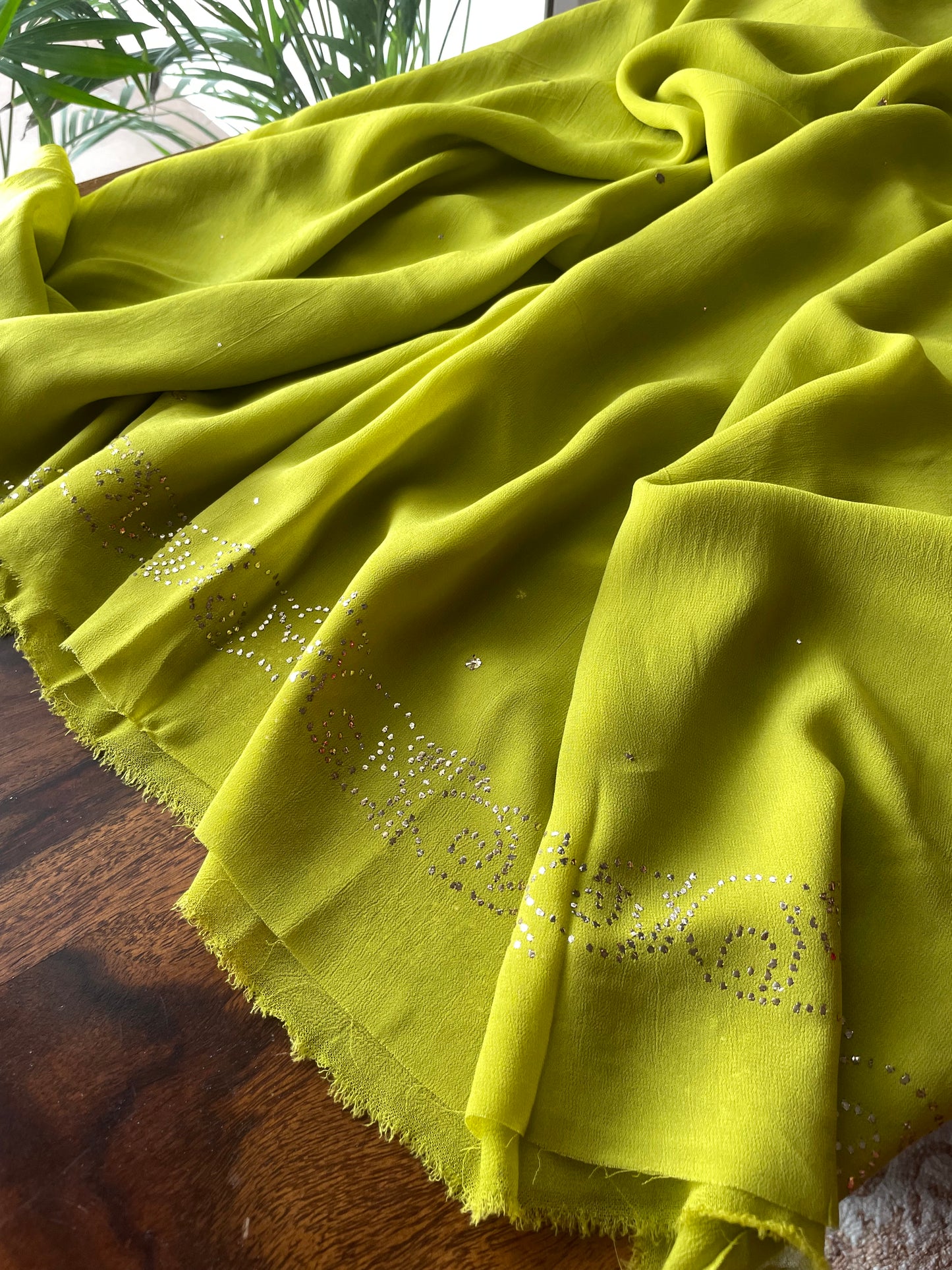 Mehndi green badla and mukaish work Kurta and Dupatta