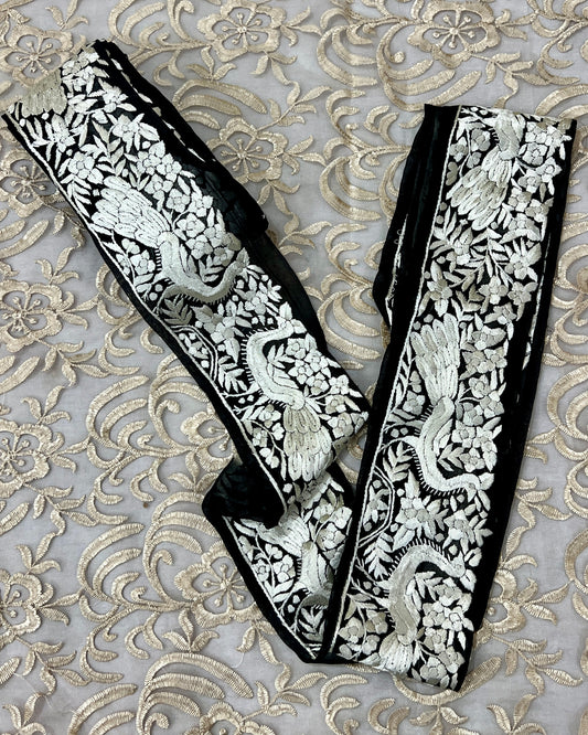 Black hand embroidered parsi gara border