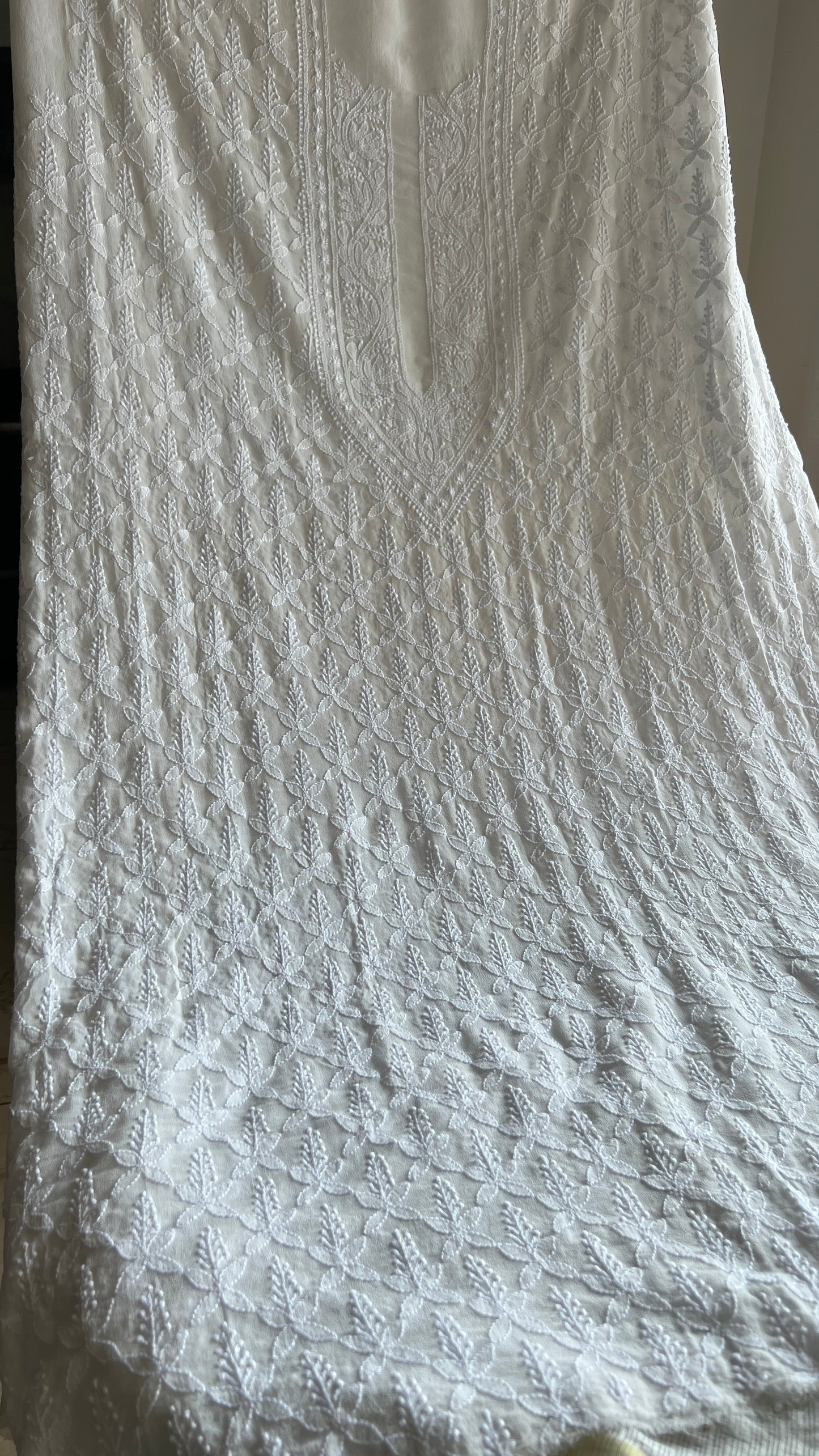 Ivory Allover Chikankari Men's Kurta Fabric