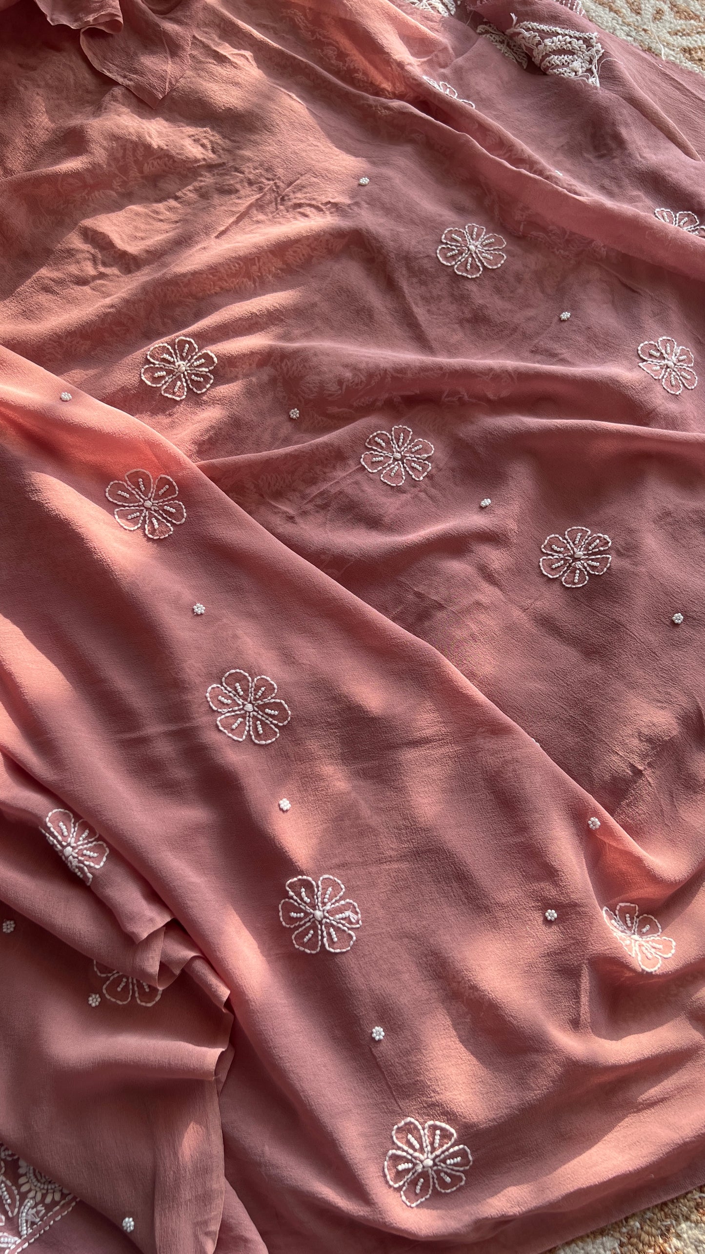 Taupe Brown fine Chikankari and Pearl Embroidered Kurta and Dupatta