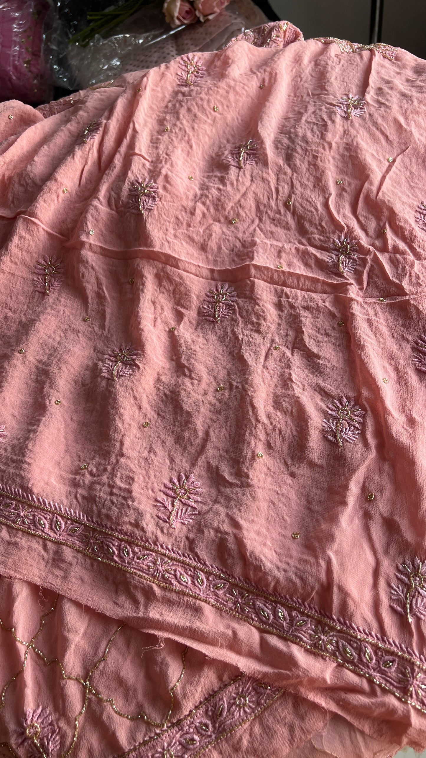 Suhaan 2 taar Chikankari front and back embroidered kurta and dupatta