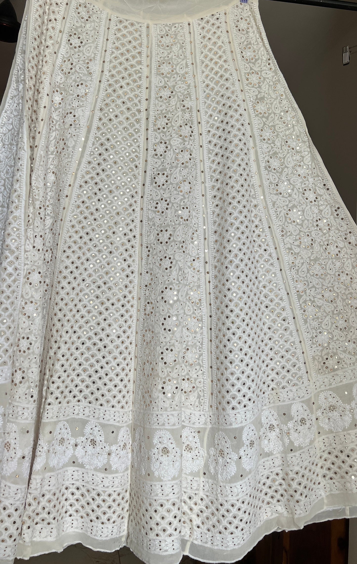 Lehenga Skirt allover Chikankari and mukaish