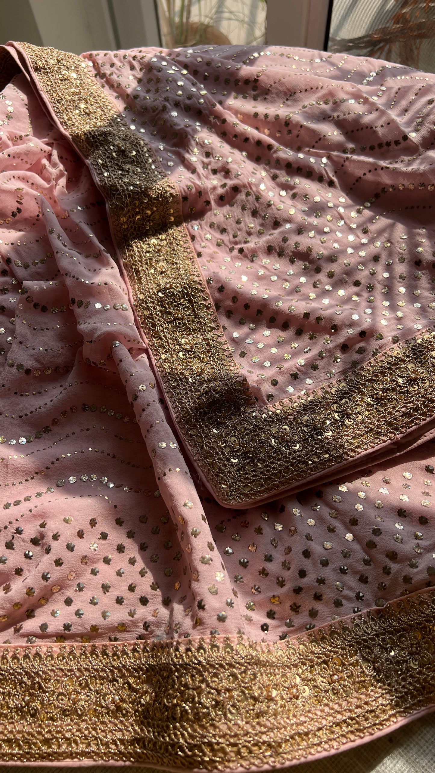 Ruhani Pink Heavy Mukaish Wedding Dupatta