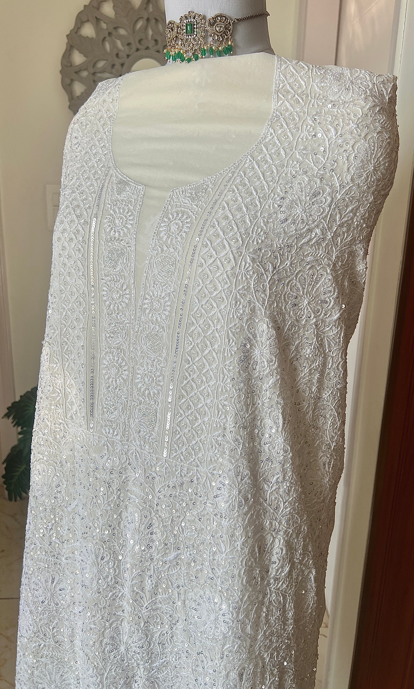 Suhaan Chikankari sequins cut Dana work kurta and dupatta