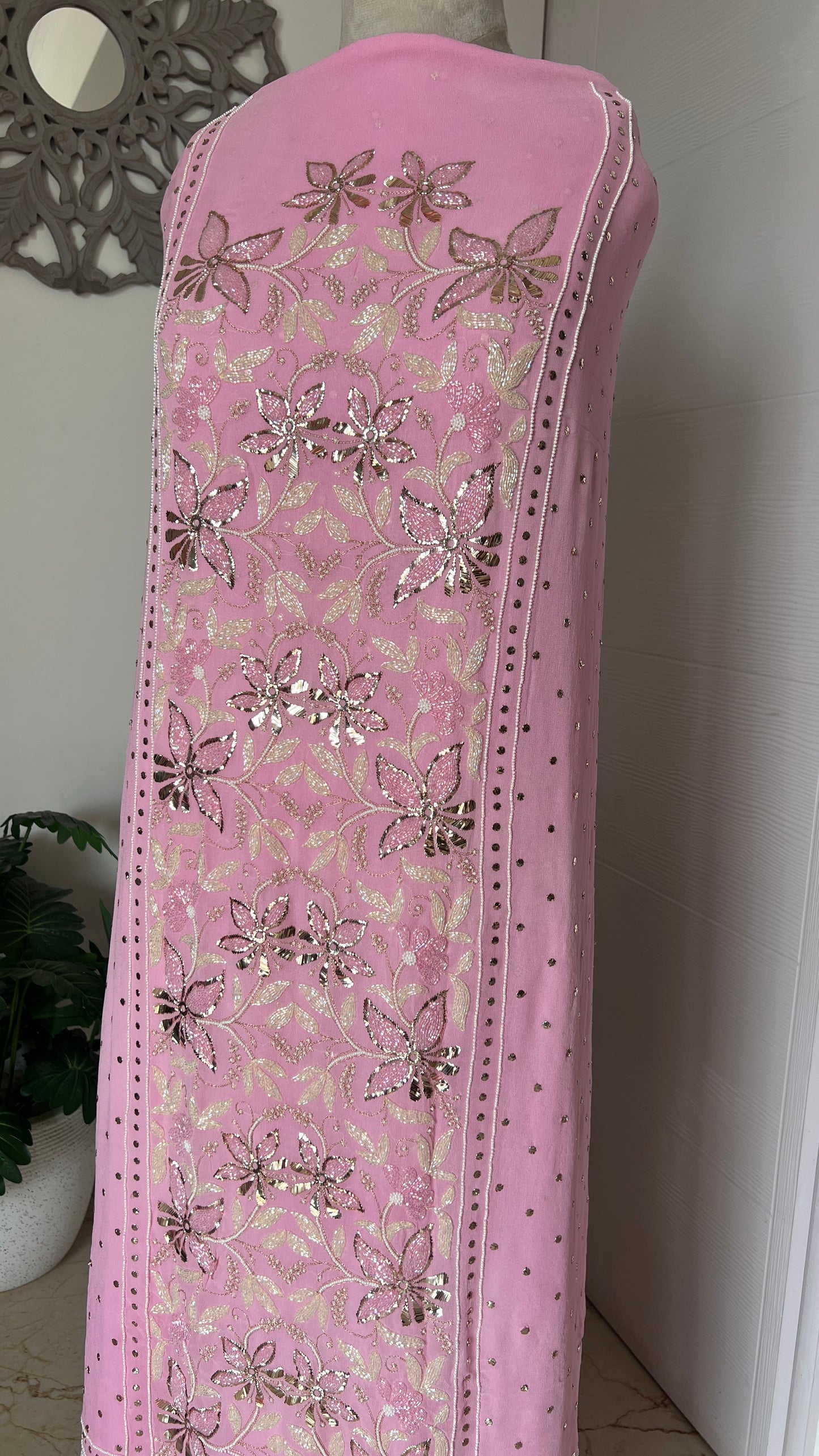 Pink Ruhani Mukaish and Cut dana Embroidered Kurta & Dupatta Set