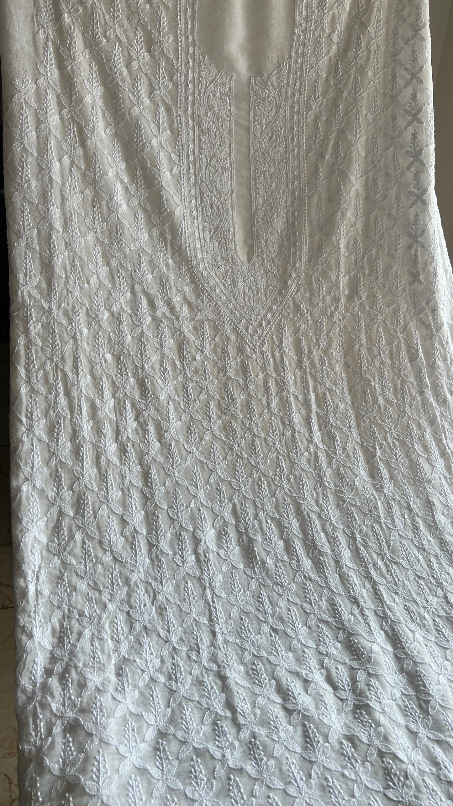 Ivory Allover Chikankari Men's Kurta Fabric