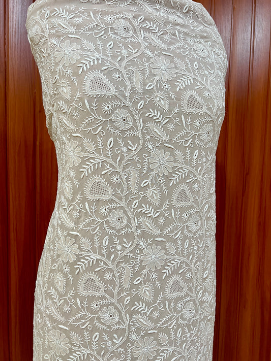 Suhaan 3 taar Chikankari front and back embroidered kurta and dupatta