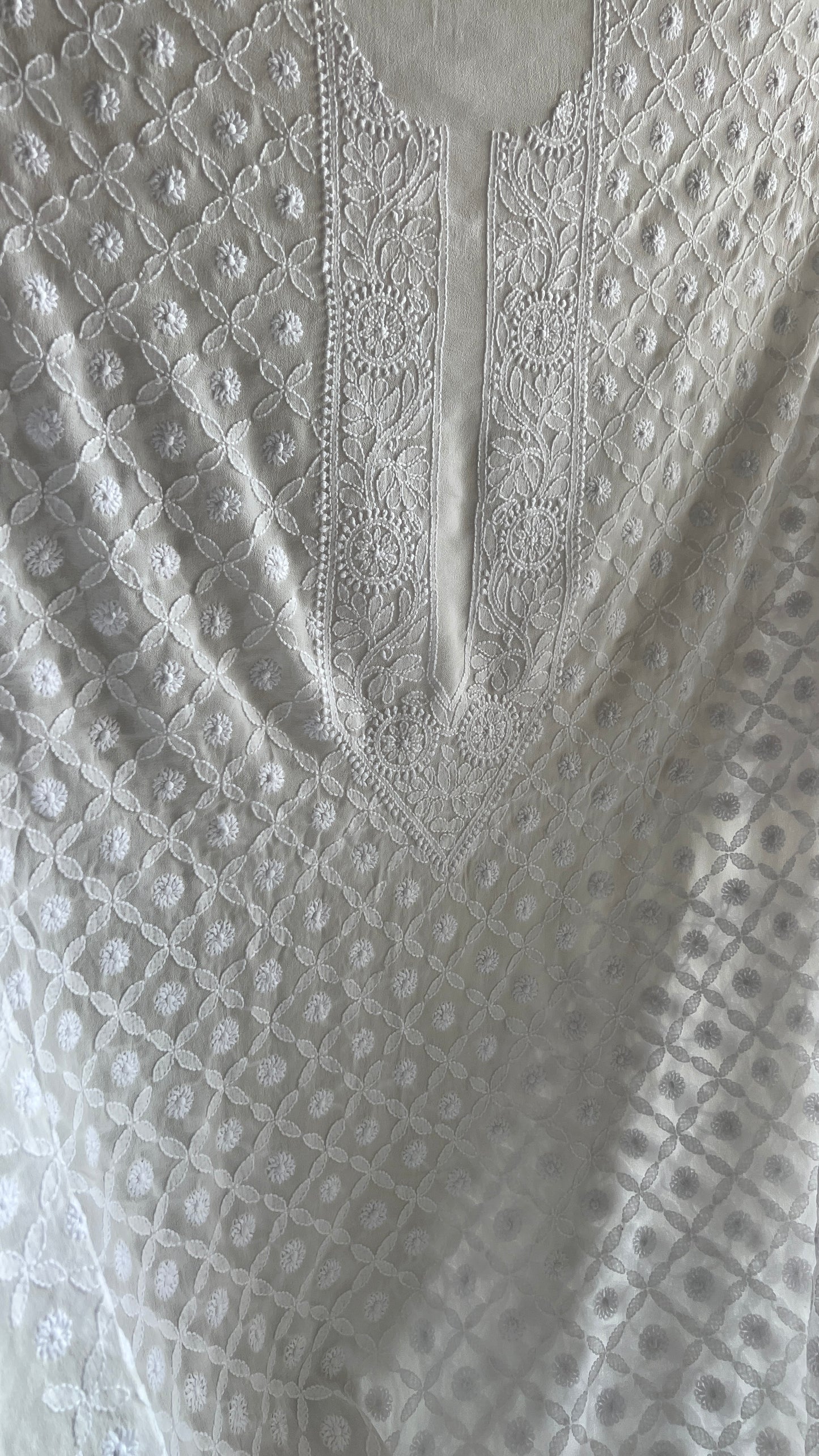 Ivory Allover Chikankari Men's Kurta Fabric