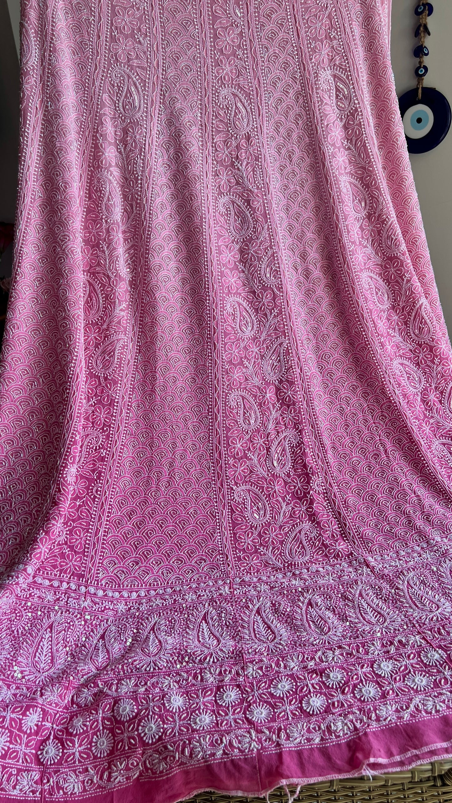 Ruhani Ombré Pink Chikankari Cut Dana sequins pearl Lehenga