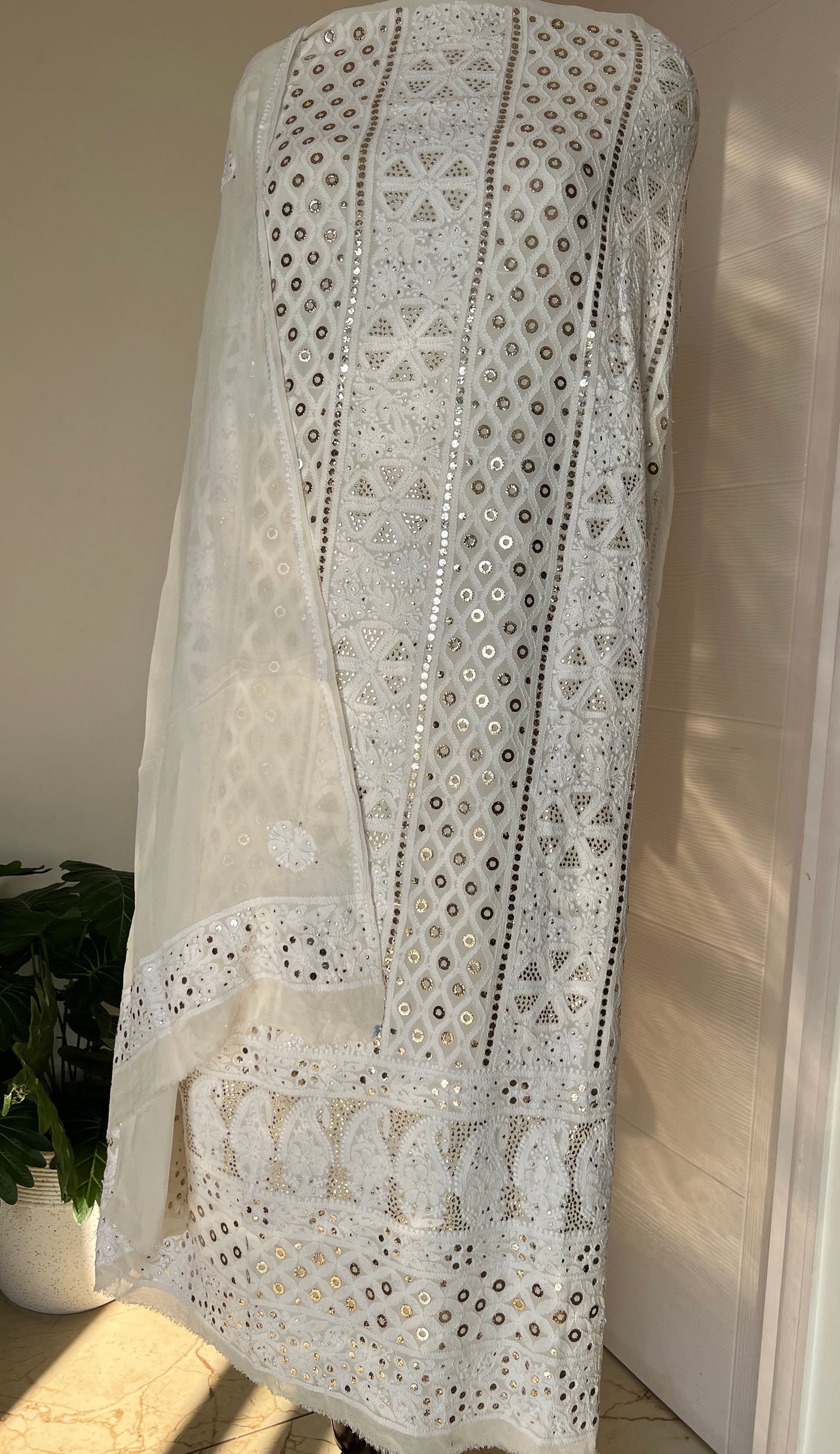 Chikankari and Ring Mukaish Kurta and Dupatta