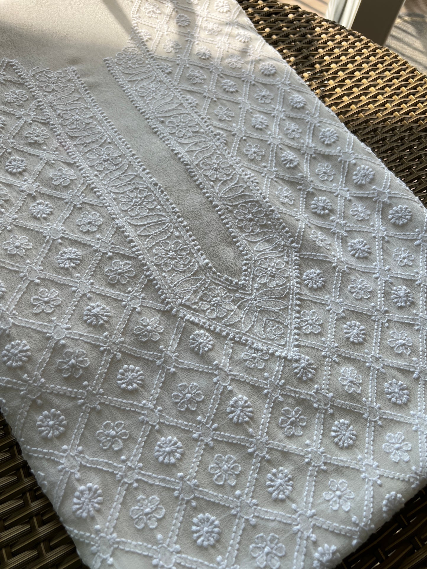 Ivory Allover Chikankari Men's Kurta Fabric