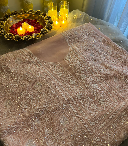 Suhaan Chikankari pearl sequins cut Dana kurta and dupatta