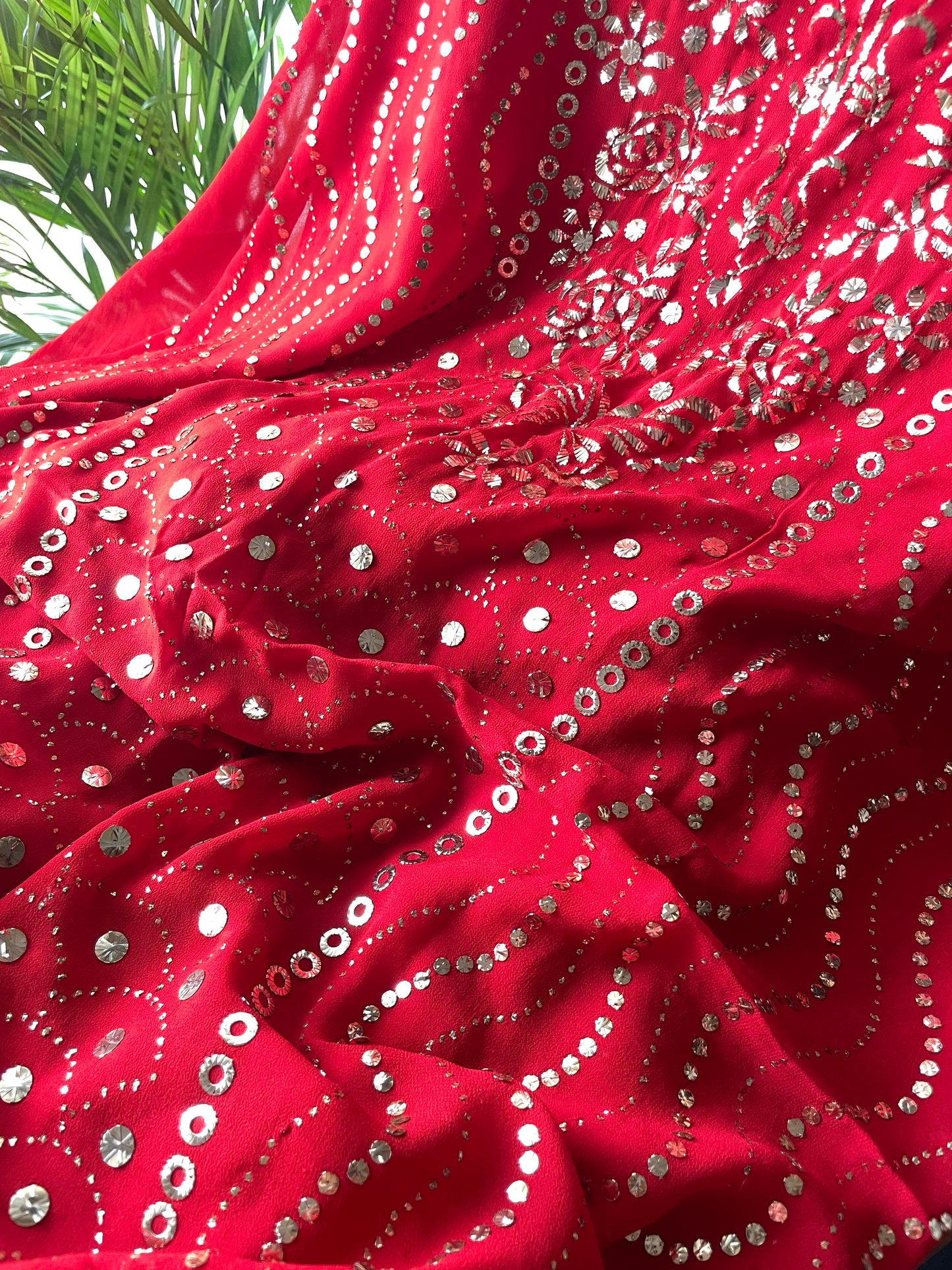 Red badla and mukaish work Kurta and Dupatta
