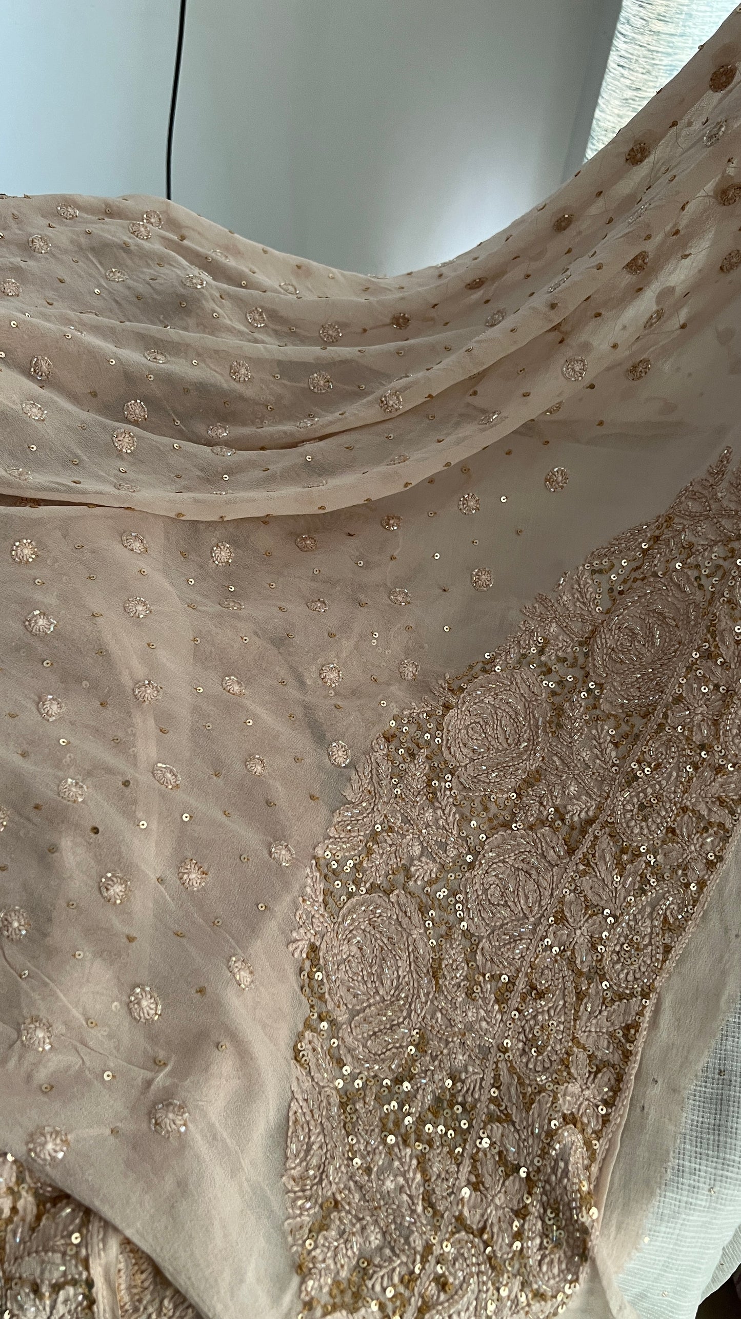 Ruhani Luxurious Chikankari Sequins Cut Dana Embroidered Masterpiece Saree