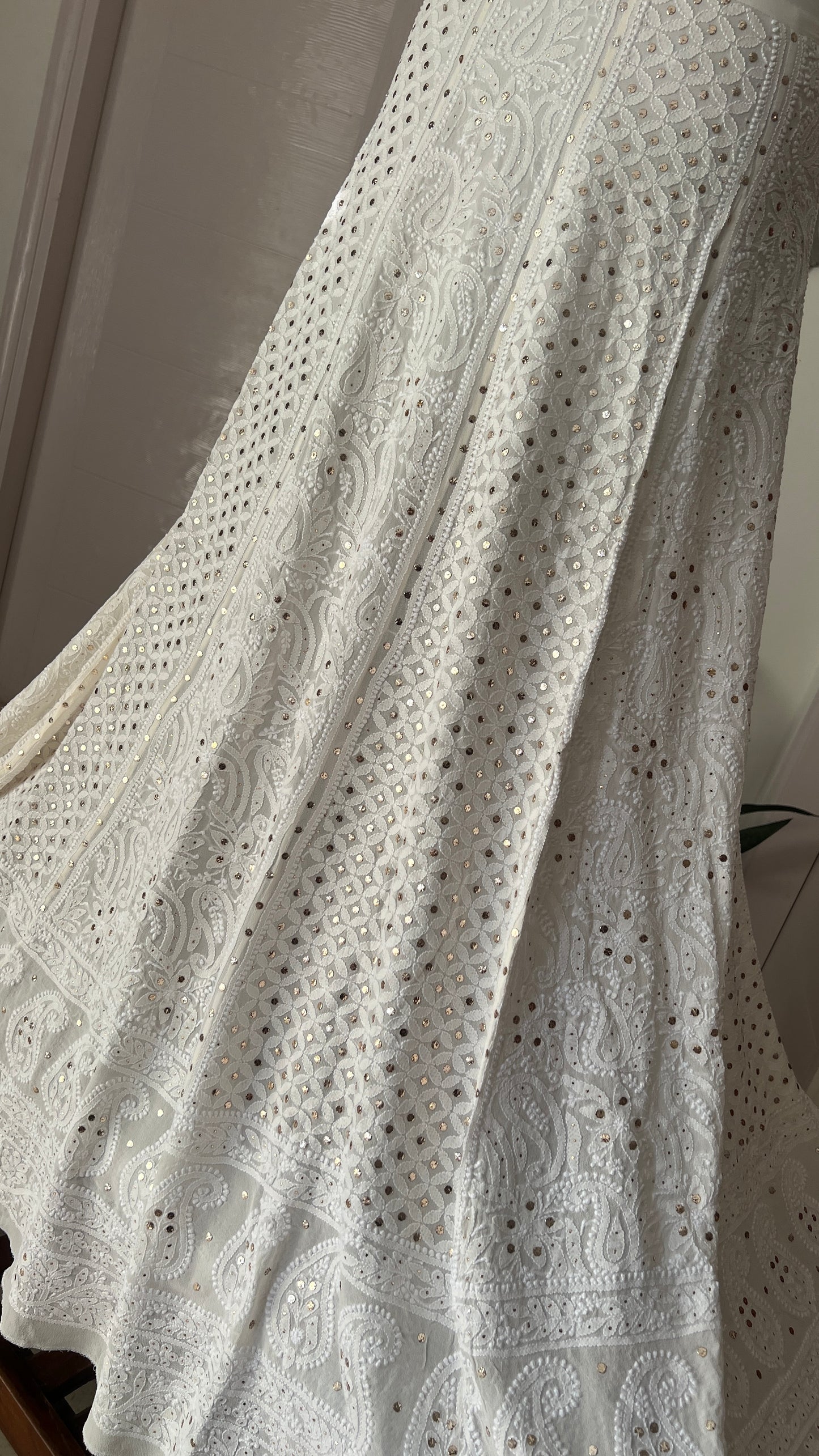 Lehenga Skirt allover Chikankari and mukaish