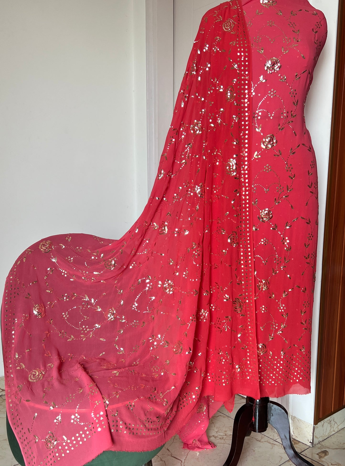 Gulaab Badla and Mukaish work Kurta & Dupatta Set