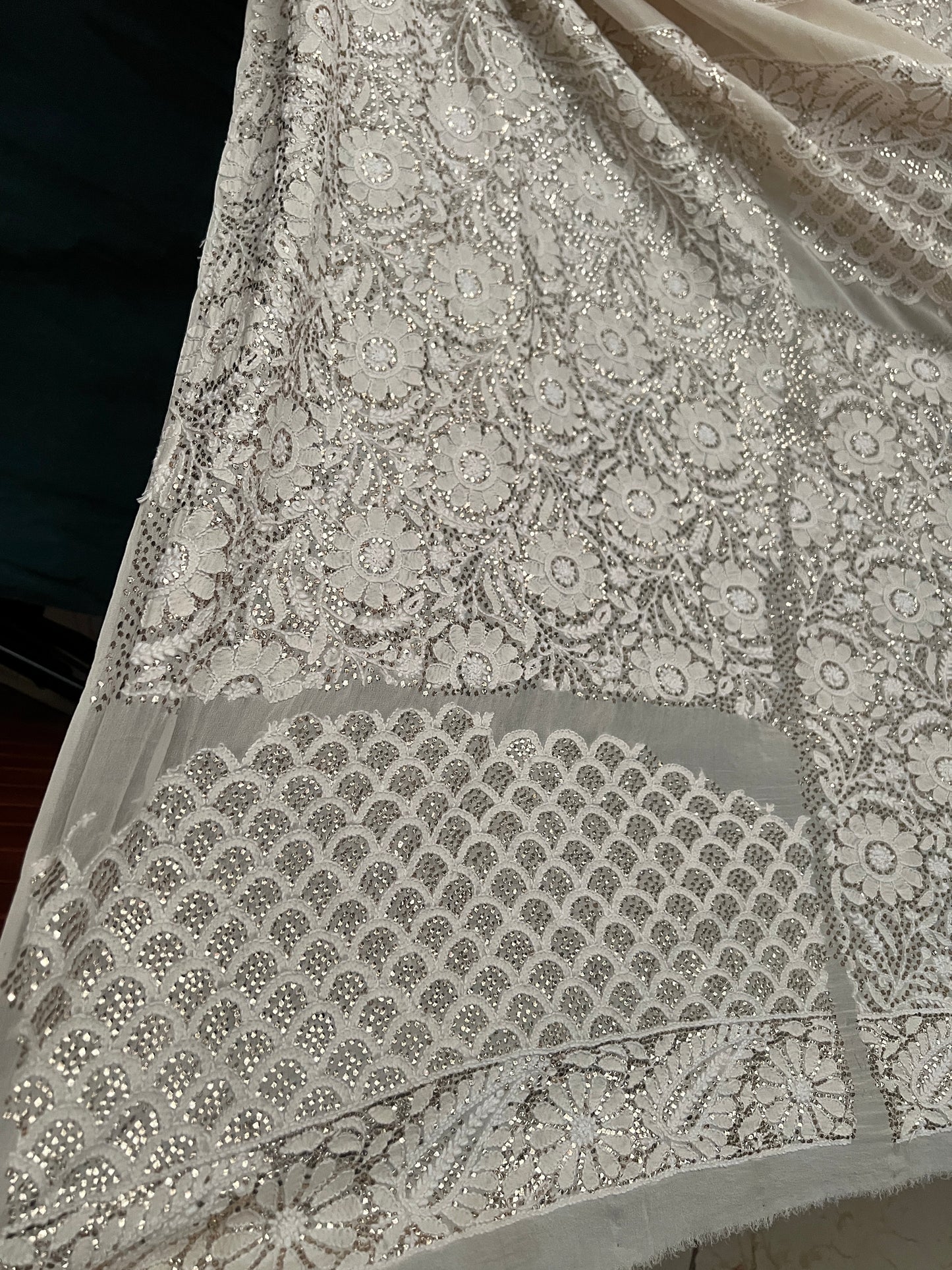 Ruhani Ivory Chikankari and Fardi Mukaish Wedding Lehenga