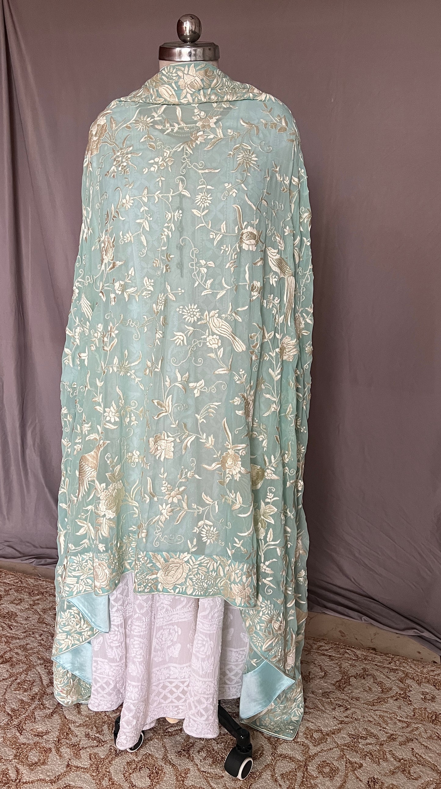 Firozi Masterpiece Parsi Gara Hand Embroidered Dupatta